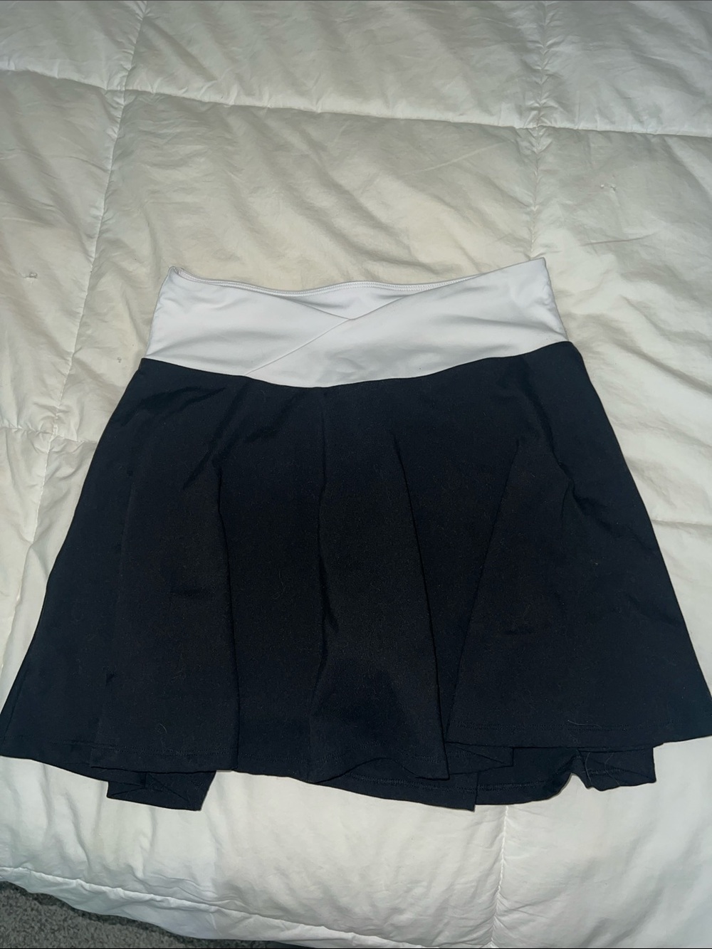 Fabletics Black Skater Skirt with White Crossover Waistband